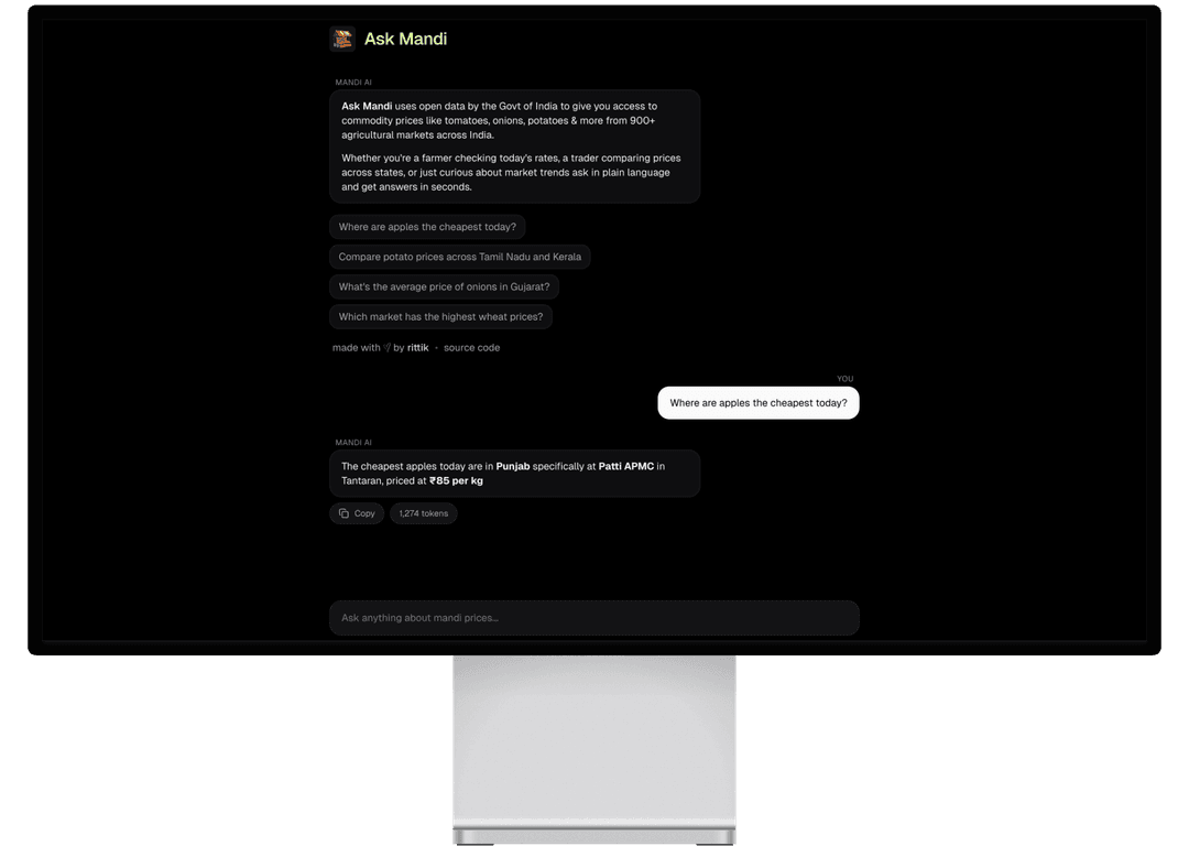 Screenshot of Ask Mandi